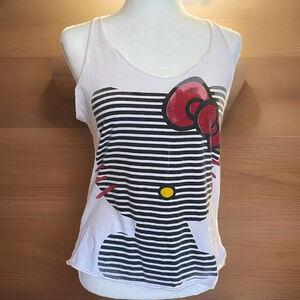 Hello Kitty White Racerback Tank Top Upcycled OS